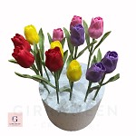 Sugar Edible Tulips Closed Flowers with Leaves